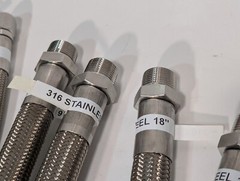 (15) Braided 316 Stainless Steel Flex Hoses, Assorted Lengths Sizes Ports