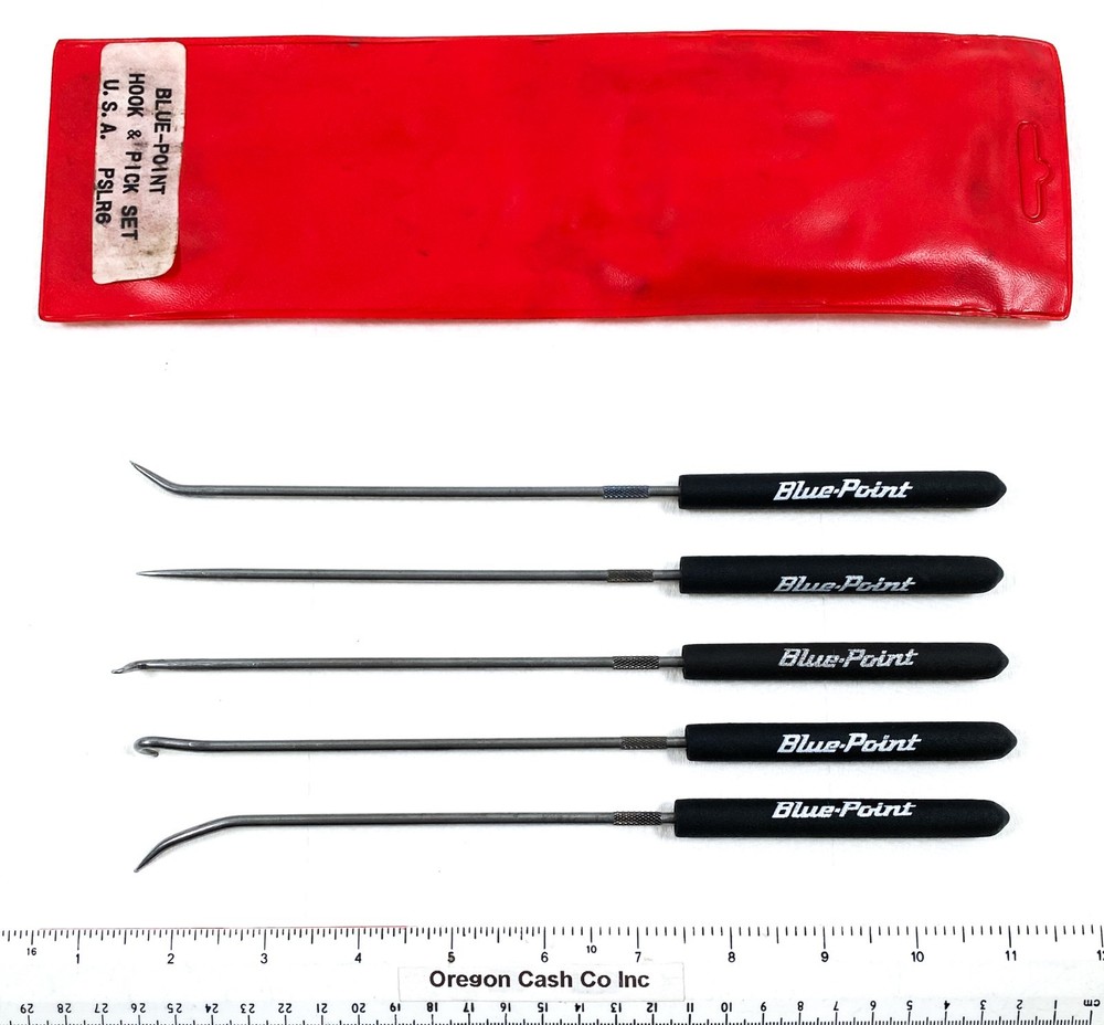 BLUE POINT TOOLS USA Long Hook & Pick Set 5 Piece PSLR6 Black Rubber Handles