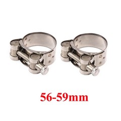 2X T-Bolt Stainless Steel Heavy Duty Motorcycle Exhaust Hose Pipe Muffler Clamp