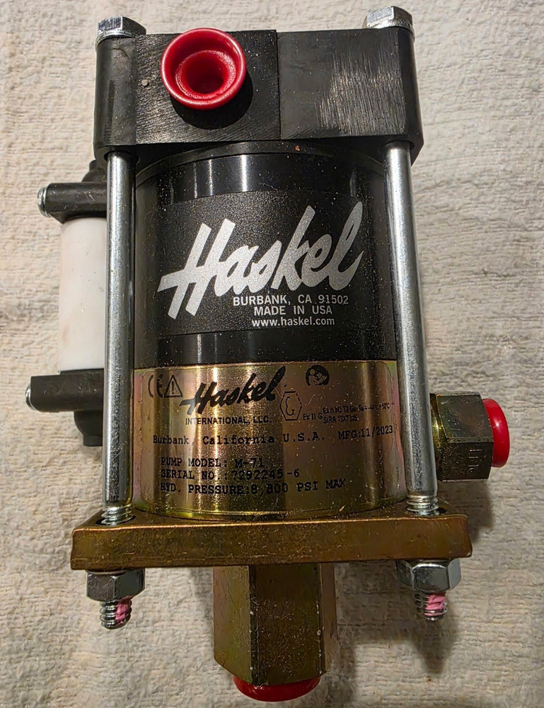 Haskel M-71 Pneumatic Single Acting Hydraulic Inline Piston Pump 8,600 PSI