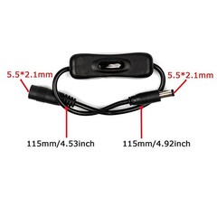 Inline DC Power Switch Extension Cable 5.5mm x 2.1mm Male Female Barrel for 12V