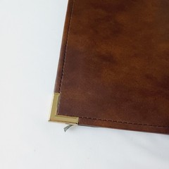 Vtg (1983) Hazel 12″x9.5″ Portfolio Binder Notepad Brass Corner Brown USA Oxford