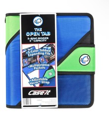 CASE-IT THE OPEN TAB 3-Ring Binder Notebook 2” Multi Pocket File Pouch Expand