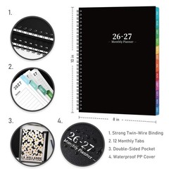 2026-2027 Monthly Planner – Academic Planner/Calendar 8 x 10 inches, Black