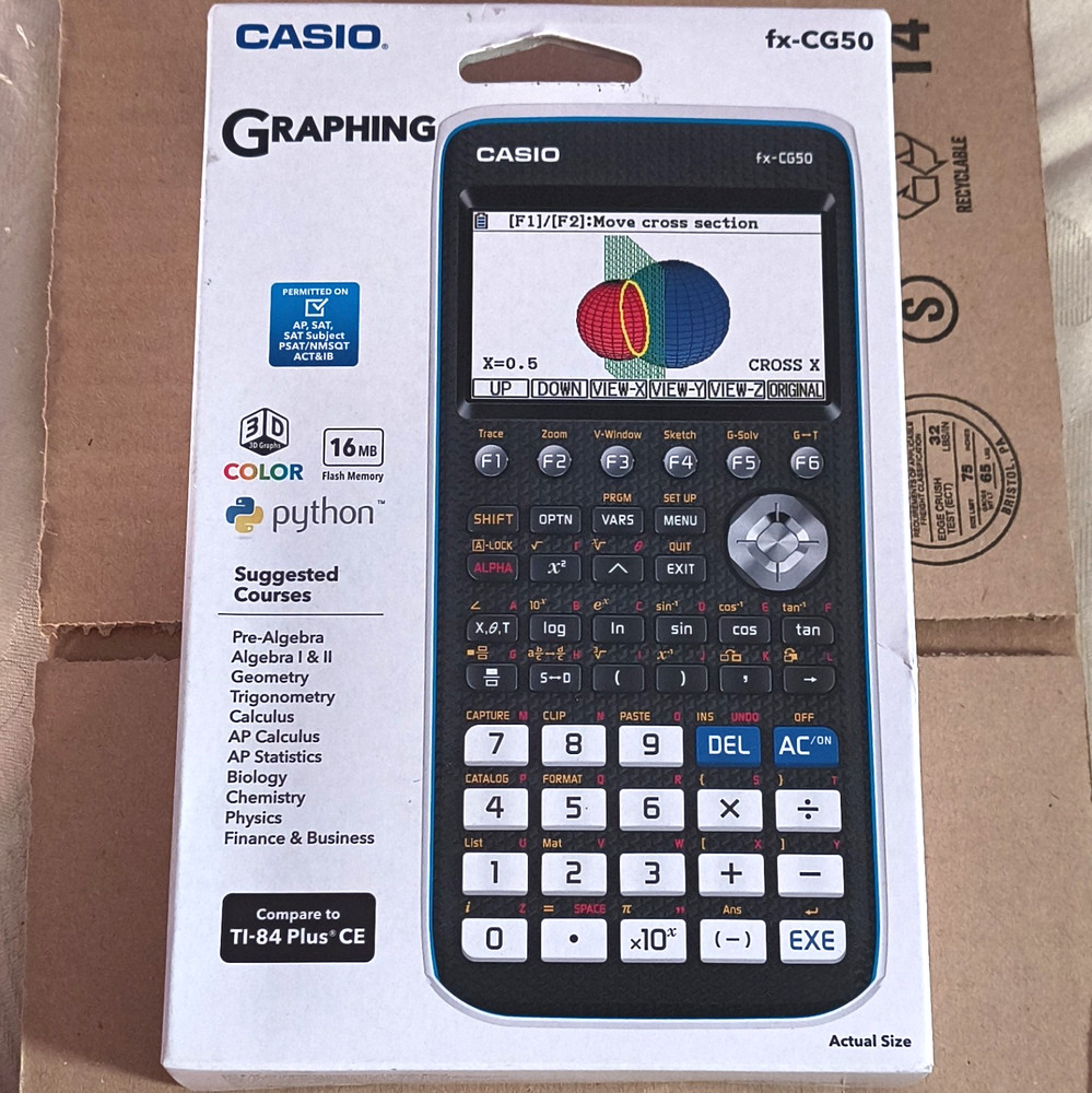 Casio fx-CG50 Graphing Calculator Color Display Python Handheld Battery