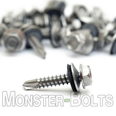 #12 Stainless Steel HWH w Bonded EPDM Washer, Self Drilling / Tek Roofing Screws