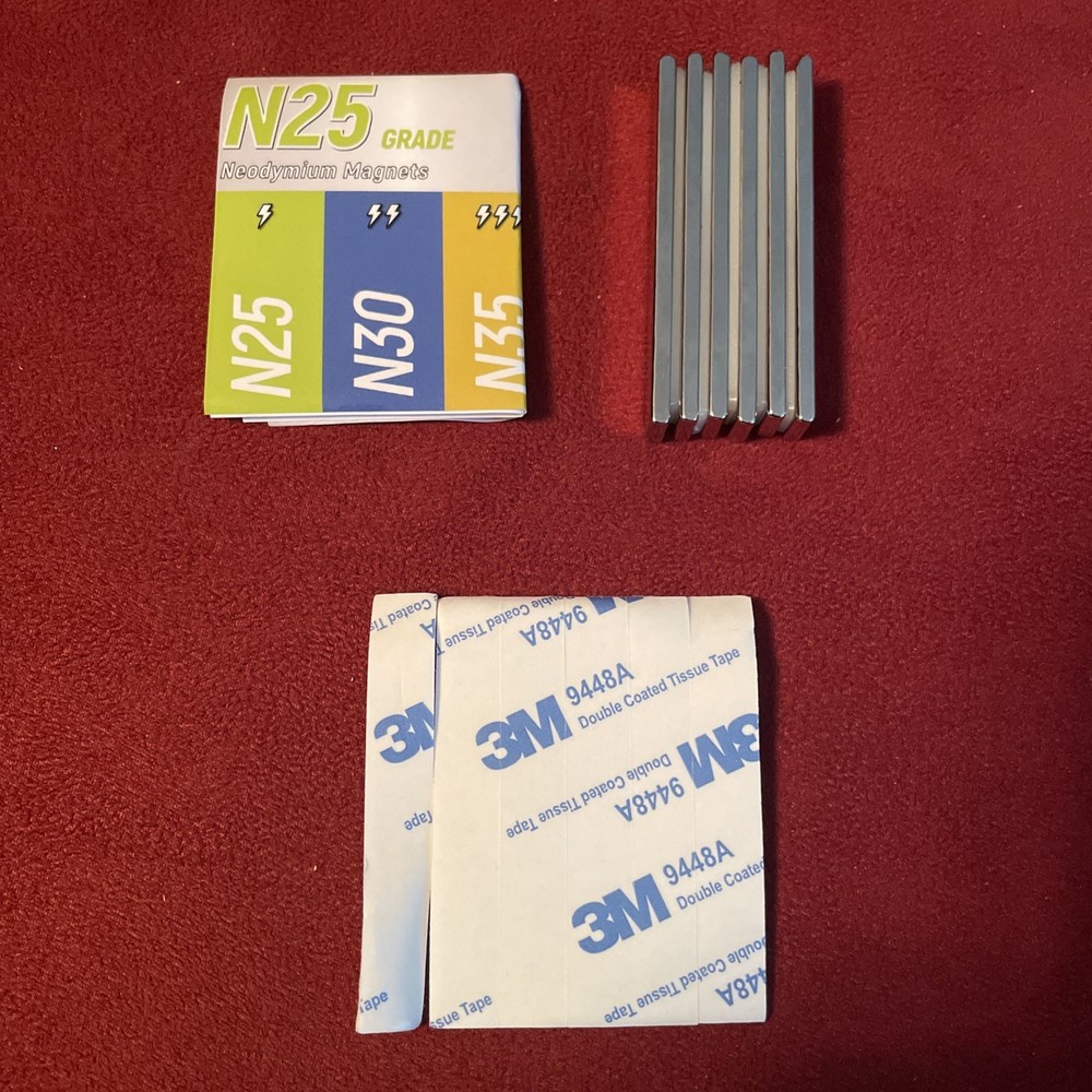 6-Neodymium Bar Magnets RareEarth Rectangle HeavyDuty w/3M Tape strips 60X10X3Mm
