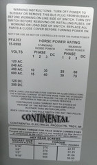 Continental PFA353,3PH,3W,480V,100 AMP Bus Plug