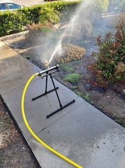 Roof-top Sprinkler with Brass 3/4 Hose Bibb Valve Swivel Adapter & 25′ Fire Hose