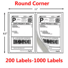 200-1000Labels Rounded Corner 8.5″x5.5″ Shipping Labels Half Sheet Self Adhesive