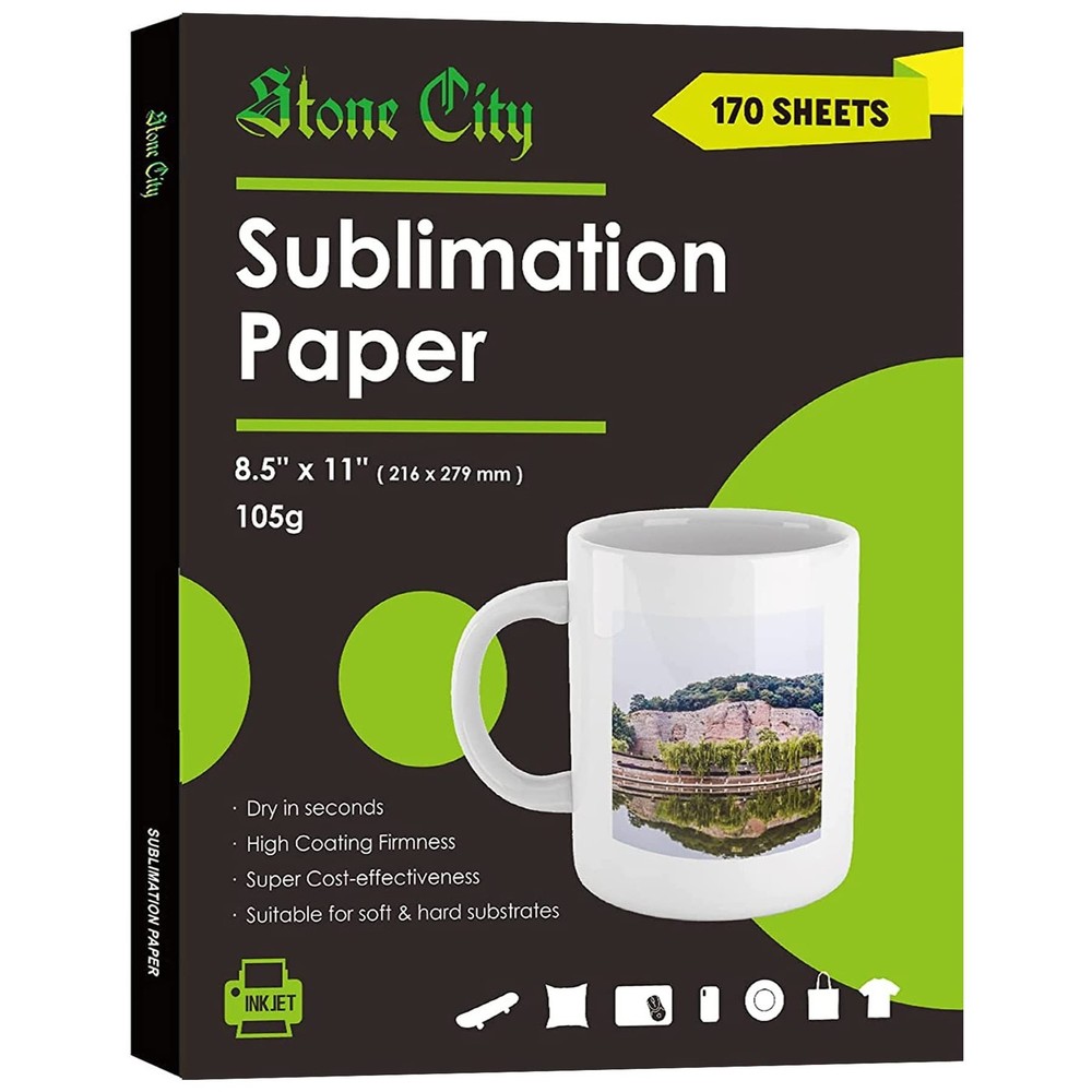 Stone City Sublimation Paper 170 Sheets 105g for Heat Transfer Light Fabric, …