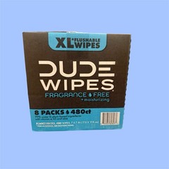 DUDE Wipes Fragrance Free XL Flushable Wipes 8 Packs 480 Count Mega Pack