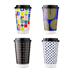 Insulated Hot Cups with Lids 16 oz Double Wall Paper Coffee Cups 20 Count Leak
