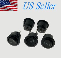 5x ON/OFF/ON 3 Position SPDT Round Boat Rocker Switch10A/125V 6A/250V US Seller