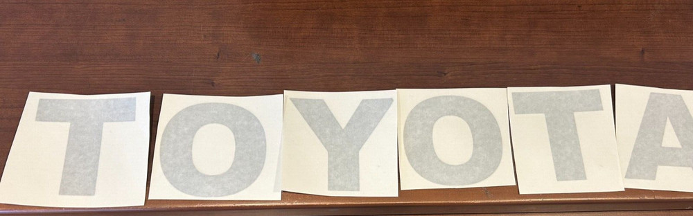 TOYOTA Counterweight Forklift LETTERS KIT DECAL 3. 1/4 X3. 1/4 ” Light Grey