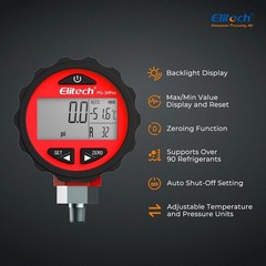 Elitech PG-30Pro Red Refrigeration HVAC Digital Pressure Gauge 87+ Refrigerants