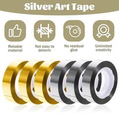 6 Rolls Metallic Mirror Tape, Gold & Silver 1/2 Inch Adhesive Mirror Tape Pol…