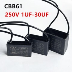 ‌CBB61 250V Motor Run Capacitor 2-Wire 1-30UF, Waterproof Bulk Stock