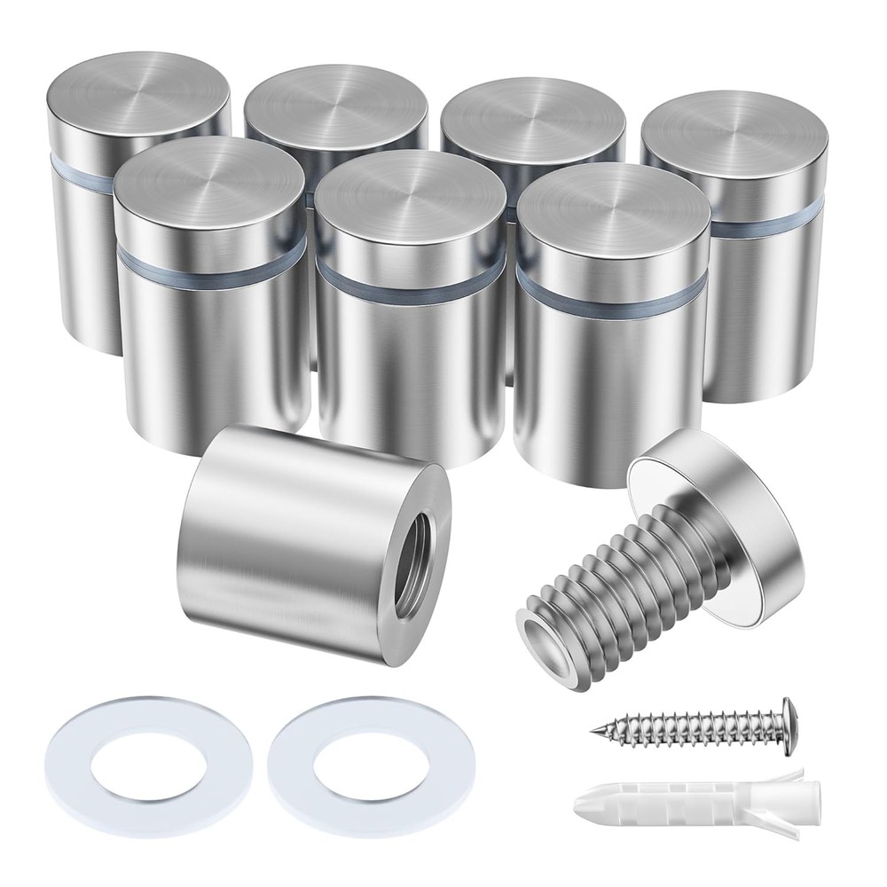 KAINGA 8 Pack Standoff Screws 3/4 x 3/4 in Stainless Steel Wall Mount, Silver
