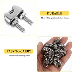 10 Pcs Stainless Steel Cable Clips Wire Rope Fastening Clamps Rigging
