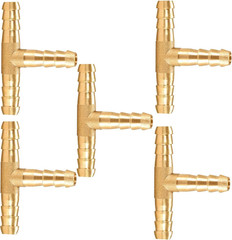 1/4″ Brass Barb Tee Fittings T-Shaped 3 Ways Union 1/4″ ID Hose Pipe Fitting for
