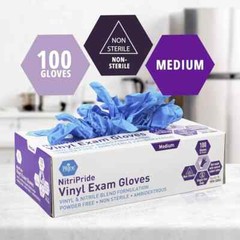 MED PRIDE NitriPride Nitrile-Vinyl Blend Exam Gloves, Medium 100 – Powder Free,