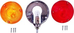 2 PCS Red/Amber Round Side Marker Light Lamp Dual Face Turn Signal for Tractor