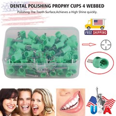 100Pcs Dental dentist Rubber Prophy Tooth Polish Cups Brushes Polishing green us