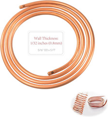 99.9% Copper Tube 5/16″ OD X 1/4″ ID 5 Ft, Tube Wall: 1/32″, Refrigeration