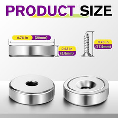 16Pack 40LBS Strong Magnets with Holes, Round Cup Magnets with Screws for Wall M