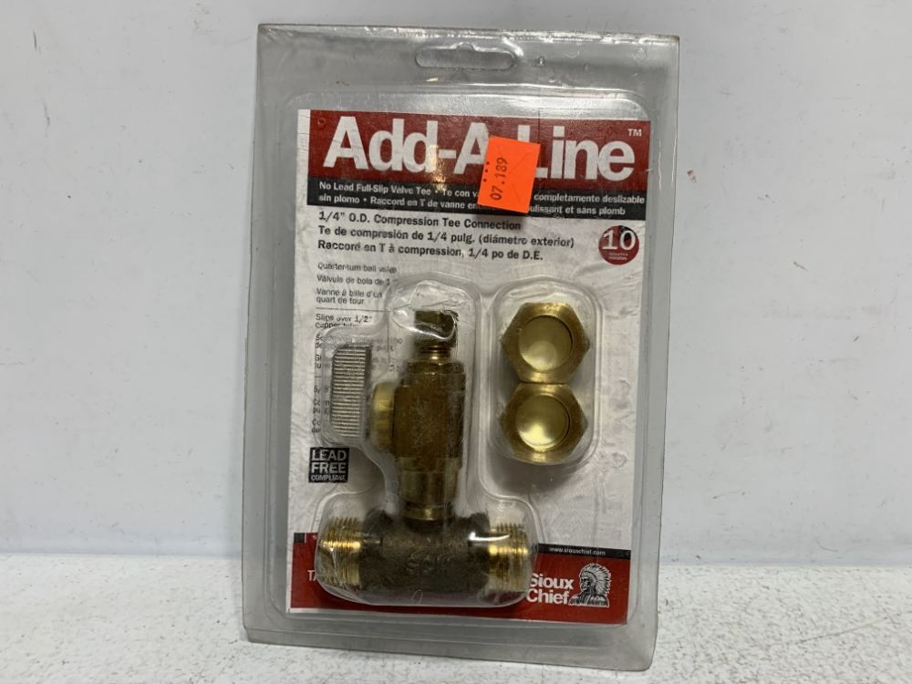 Sioux Chief 601-G20CV Valve Tee 5/8″x1/4″ OD Compression Brass