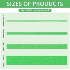 4 Rolls Fine Line Tape Green 1/16 1/8 1/4 1/2 Inch x 52 Yard Automotive