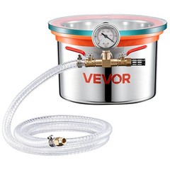 VEVOR 1.5Gal Vacuum Chamber Stainless Steel Degassing Chamber Tempered Glass Lid