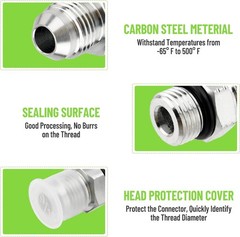 10x Hydraulic Hose Adapter Fittings: 3/8″ JIC 37° Male x #6 SAE/ORB Male Thread