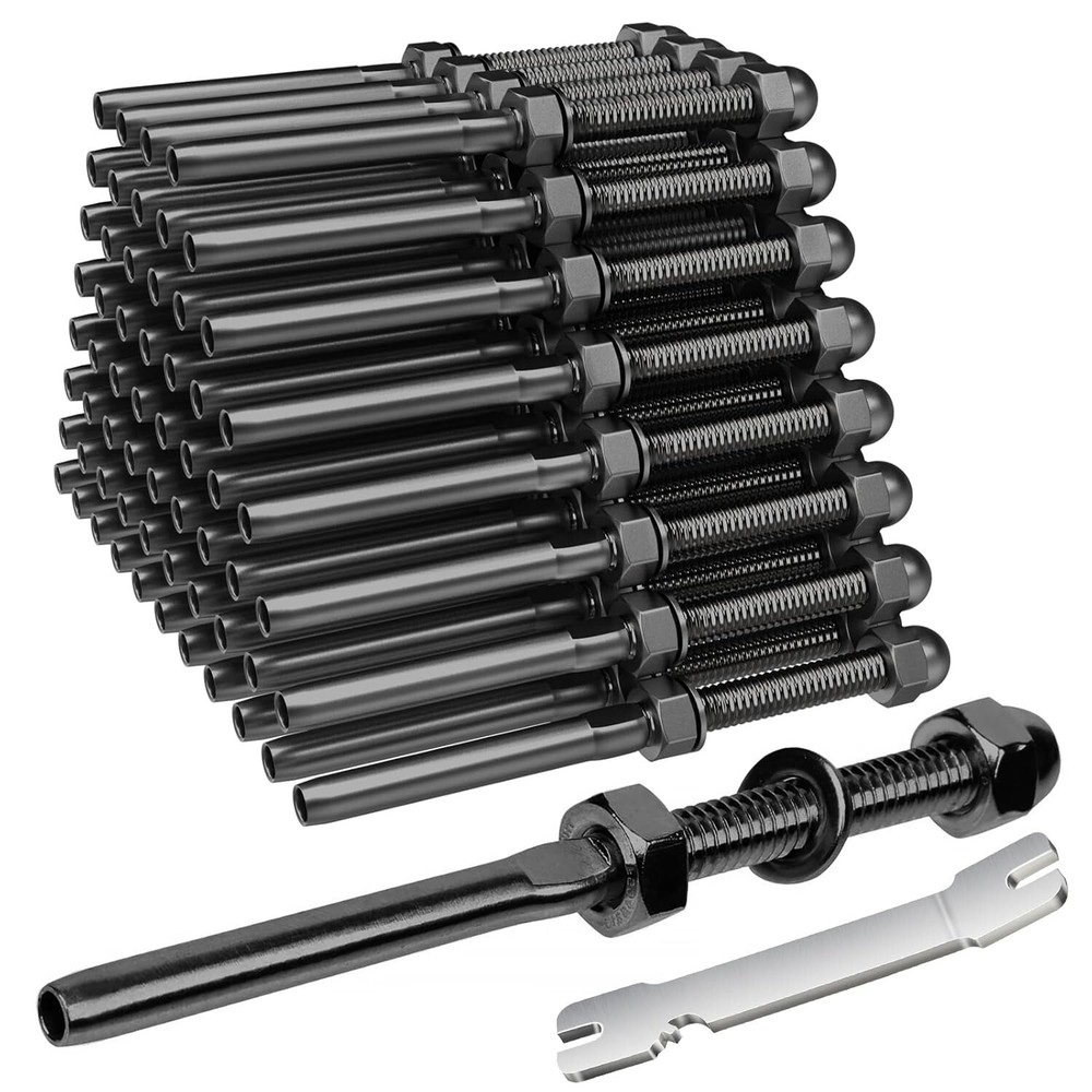 50X T316 Black Stainless Steel Hand Swage Tensioner for 3/16” Cable Railing