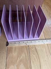1980s Multi Cylinder Desk Caddy Organizer & Letter Divider Pink Acrylic Scarce