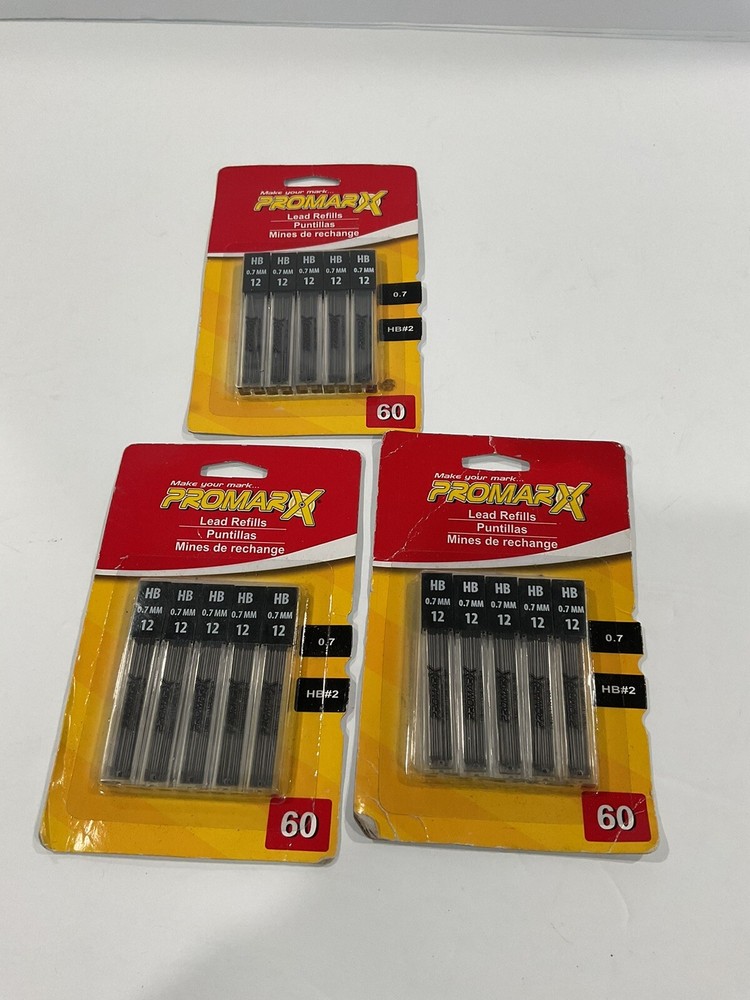 NEW PACK OF (3) 5 PROMARX MECHANICAL PENCIL LEAD REFILLS_0.7mm ,180 TOTAL