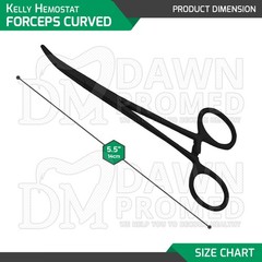 3 Pcs Kelly Hemostat Forceps 5.5″ Curved Full Black Surgical Instruments Set