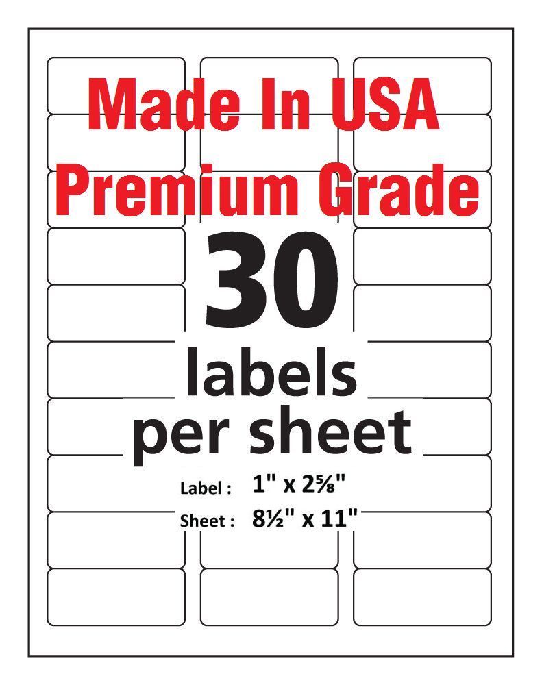 3000 Pro Office Shipping Address Mailing Labels-Made in USA-1″ x 2 5/8″-30 UP