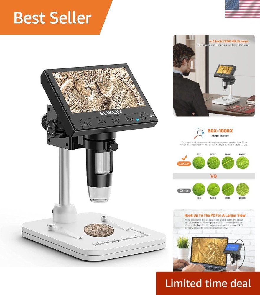 High-Definition Coin Microscope 1000x – LED Illumination & USB PC Compatibility