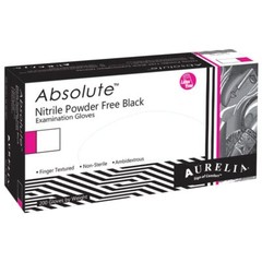 Aurelia Absolute Nitrile Powder-Free Exam Gloves, X-Small, Black, 200/Bx
