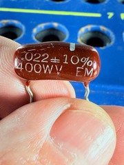 One El Menco Brown Drop .022 uF 400v NOS Tested Audio Guitar Tone Tube Capacitor