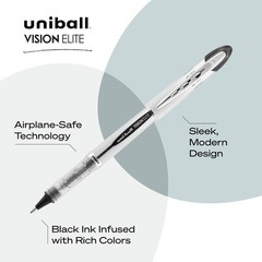 uniball Vision Elite Rollerball Pens, Bold Point (0.8mm), Black, 4 Pack