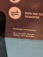 Dtf Transfer Film & Powder Bundle 30xa4 Dtf Sheets 500G Stf Powder 1 Bag