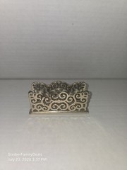 Brighton Scroll Office Business Card Holder Geneva Collection Silver Plated