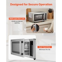 Uimoso Countertop Commercial Microwave Oven, 0.9 Cu. Ft, 1000W, with Safety Lock