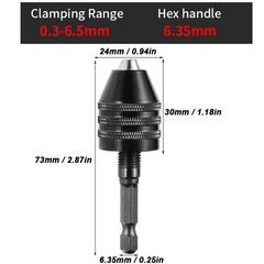 Mini ( 0.3mm to 3.6mm) Keyless Drill Chuck with 1/4″ Hex Shank Adapter – J016