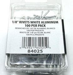 One box of 12 x 100 Amerimax ALUMINUM 1/8″ RIVETS White 100 Per Pack (1200 pcs)