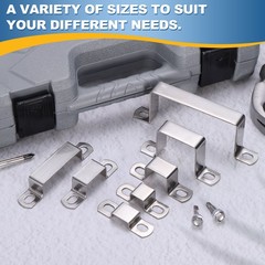 4set U Shaped Connector Bracket 20x10mm Square Pipe Clamp with Screw, Silver