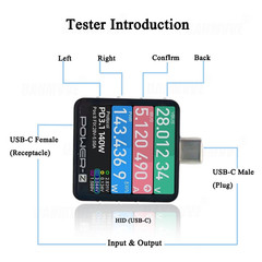 Power-Z KM003C USB C Tester, 1.54″ Portable USB C Fast Charging Tester PD3.1 QC5